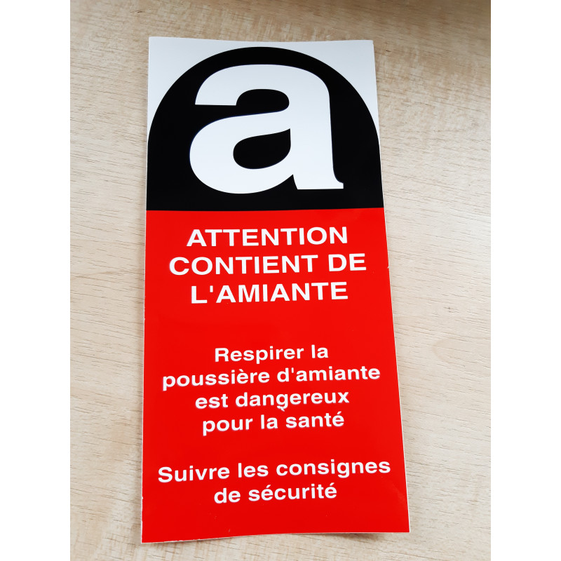 Lot de 10 étiquettes "Attention contient de l'amiante"